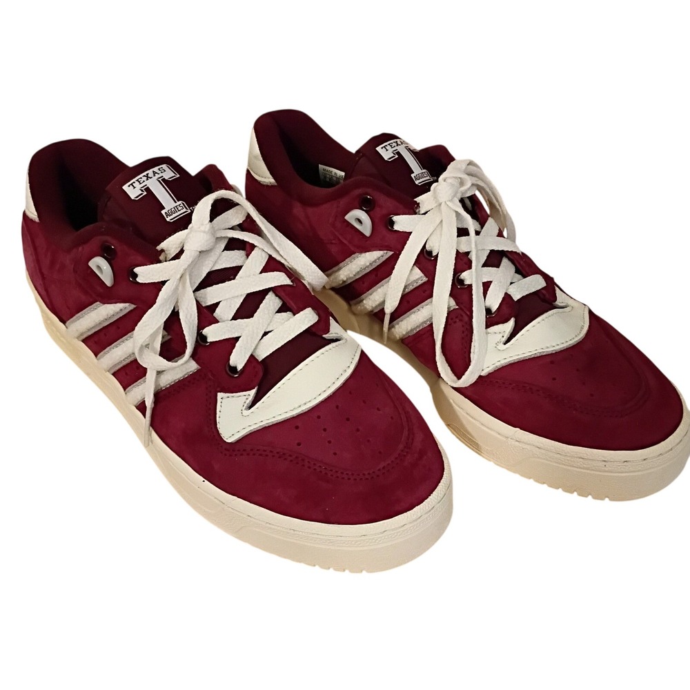 Adidas Rivalry Low Texas Aggies Mens Size 9 Maroon White Suede Sneakers